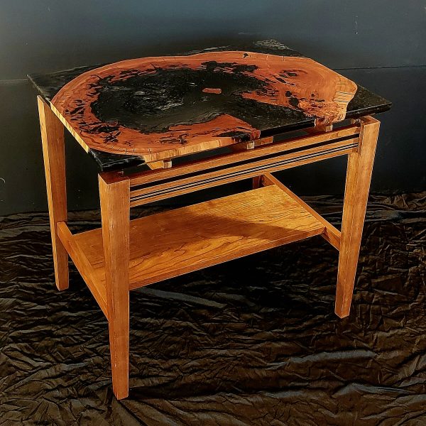 End table with black pearl epoxy